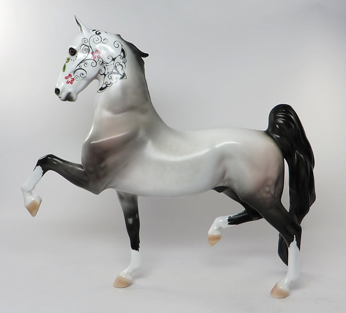 ROSITA-OOAK ROSE DAPPLE GREY SADDLEBRED SUGAR SKULL MODEL HORSE BY DAWN QUICK 9/9