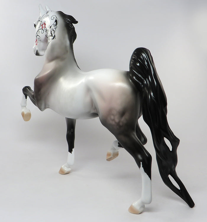 ROSITA-OOAK ROSE DAPPLE GREY SADDLEBRED SUGAR SKULL MODEL HORSE BY DAWN QUICK 9/9