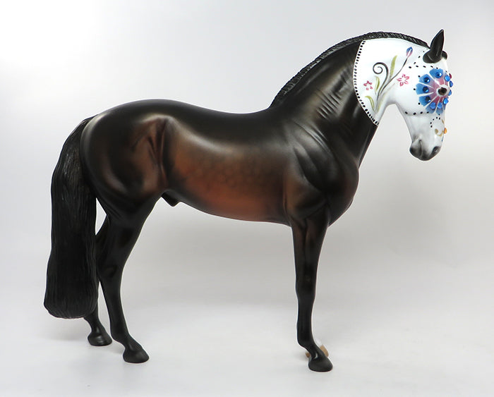 BRILLANTE&#39;-OOAK DARK DAPPLE BAY SUGAR SKULL ANDALUSIAN MODEL HORSE 9/9
