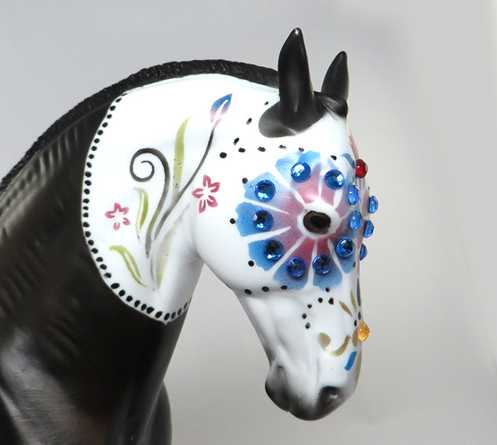 BRILLANTE&#39;-OOAK DARK DAPPLE BAY SUGAR SKULL ANDALUSIAN MODEL HORSE 9/9