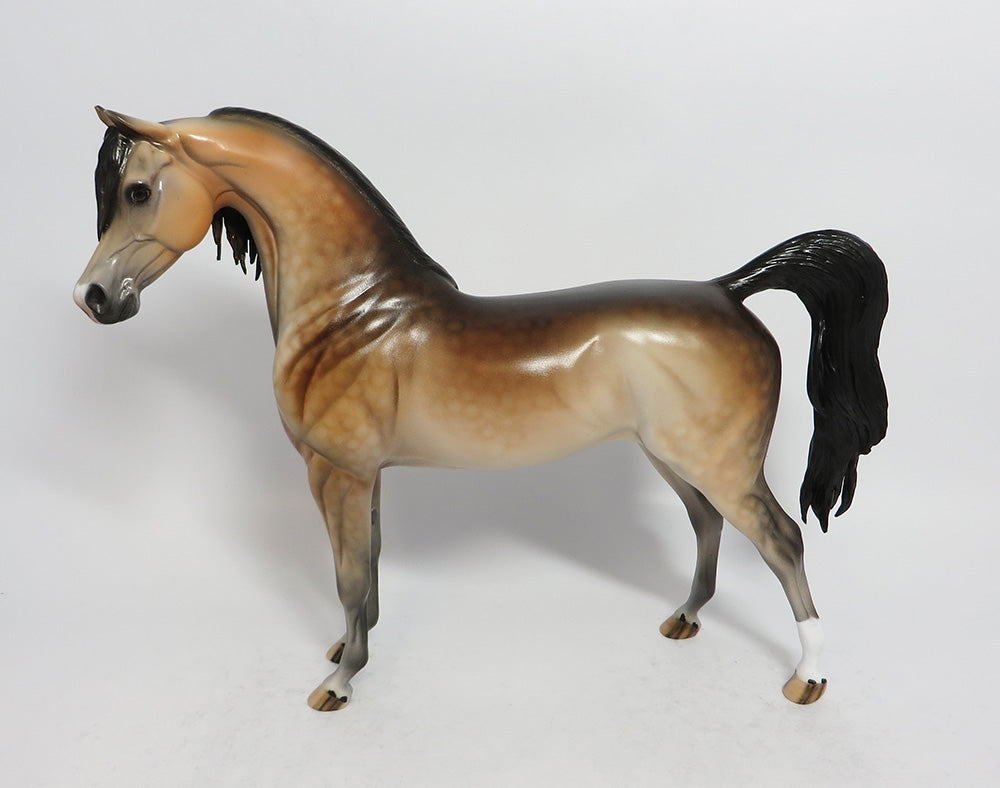 WHISKEY LULLABY - OOAK DAPPLE BUCKSKIN ARABIAN MODEL HORSE 2/22