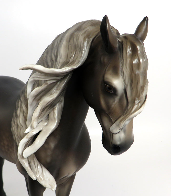 LELAND-CHOCOLATE BAY GOING GREY ANDALUSIAN MODEL HORSE BY SHERYL LEISURE 2/8