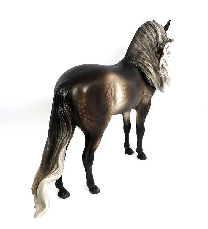 LELAND-CHOCOLATE BAY GOING GREY ANDALUSIAN MODEL HORSE BY SHERYL LEISURE 2/8