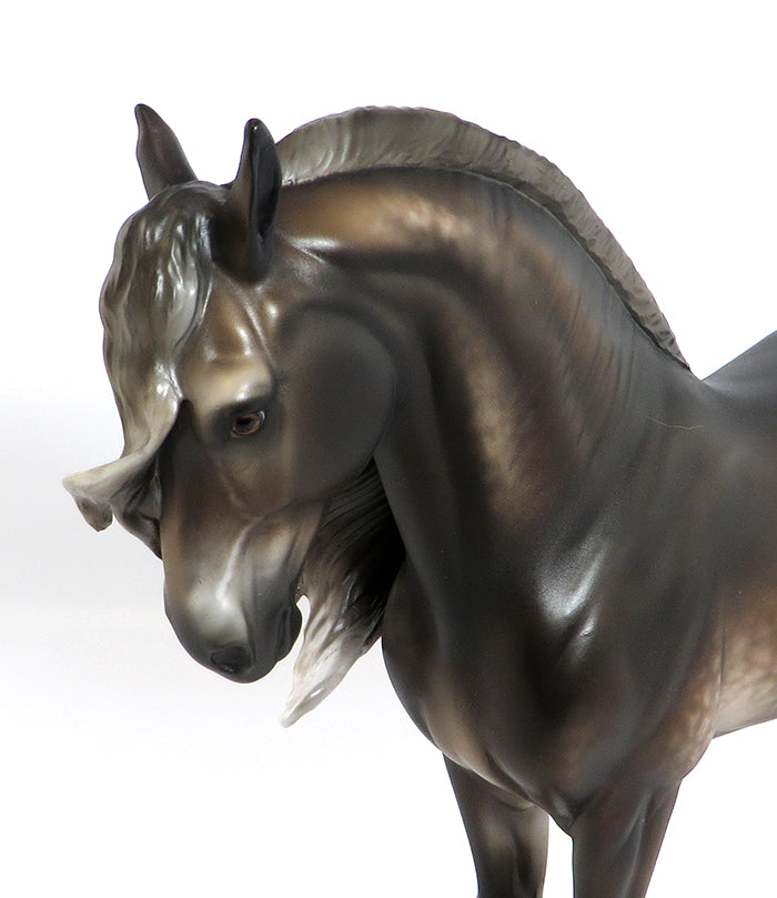 LELAND-CHOCOLATE BAY GOING GREY ANDALUSIAN MODEL HORSE BY SHERYL LEISURE 2/8