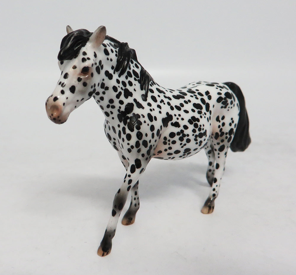 SPOTS GALORE - OOAK BLACK LEOPARD APPALOOSA PONY CHIP BY ANDREA EA2018
