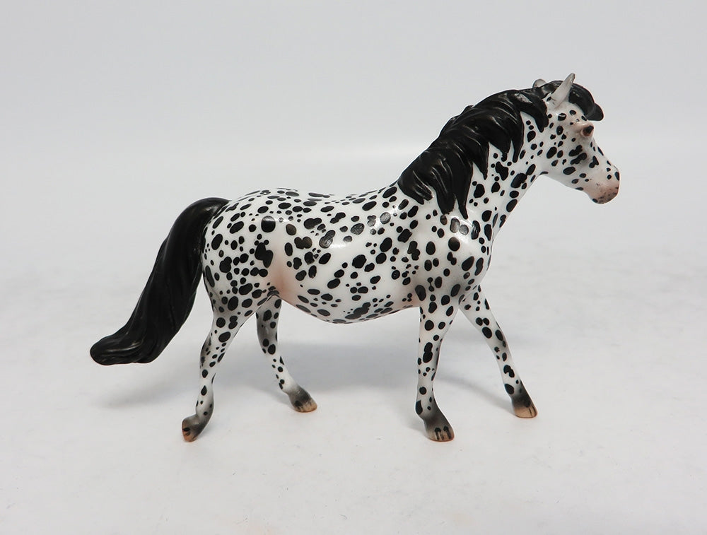 SPOTS GALORE - OOAK BLACK LEOPARD APPALOOSA PONY CHIP BY ANDREA EA2018