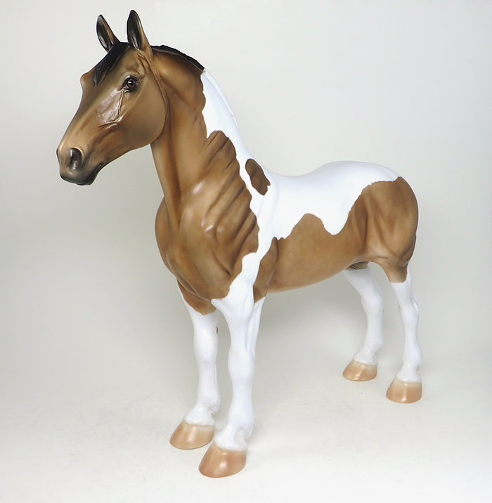 MIKE - OOAK BUCKSKIN PAINT STANDING DRAFTER MODEL HORSE - 3/17
