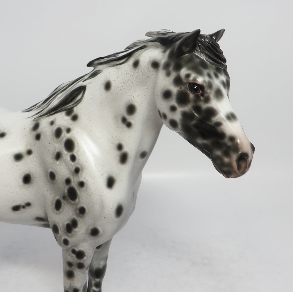 BLUE DANUBE-OOAK BLACK LEOAPRD APPALOOSA MUSTANG MODEL HORSE BY SHERYL LEISURE 3-1-18