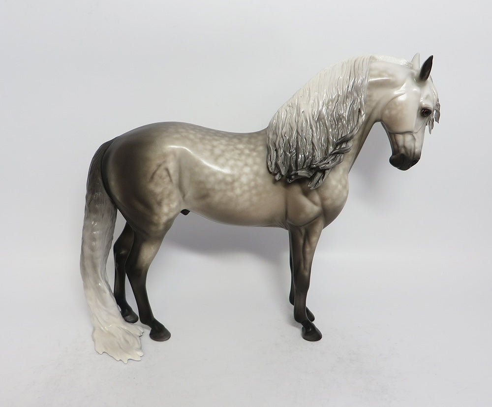 BOLERO-OOAK DAPPLE GREY ANDALUSIAN MODEL HORSE BY SHERYL LEISURE 3-1-18