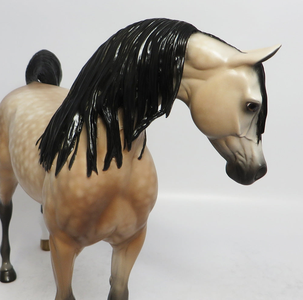 ODE TO JOY-OOAK BAY GOING GREY ARABIAN MODEL HORSE BY SHERYL LEISURE 3-1-18