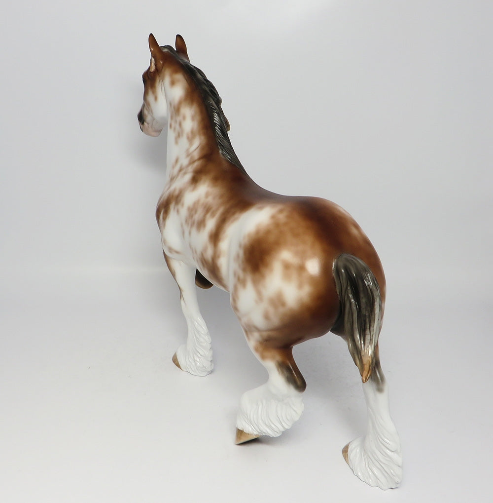 RED RAMBLER-OOAK BAY SABINO TROTTING DRAFTER MODEL HORSE BY SHERYL LEISURE 7/31/17
