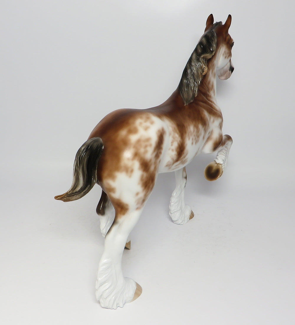 RED RAMBLER-OOAK BAY SABINO TROTTING DRAFTER MODEL HORSE BY SHERYL LEISURE 7/31/17