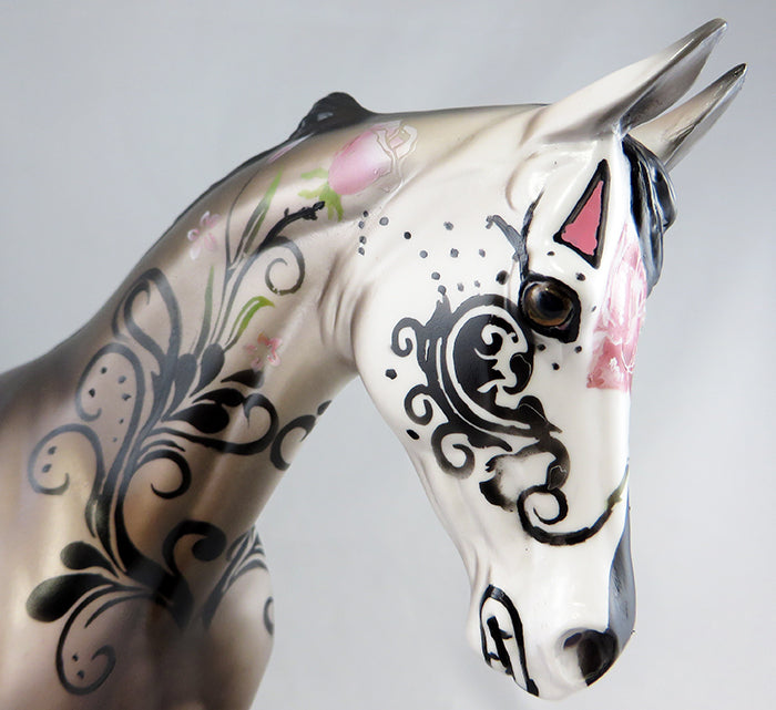 MAHARAJA-OOAK THOROUGHBRED SUGAR SKULL MODEL HORSE BY DAWN QUICK 9/15