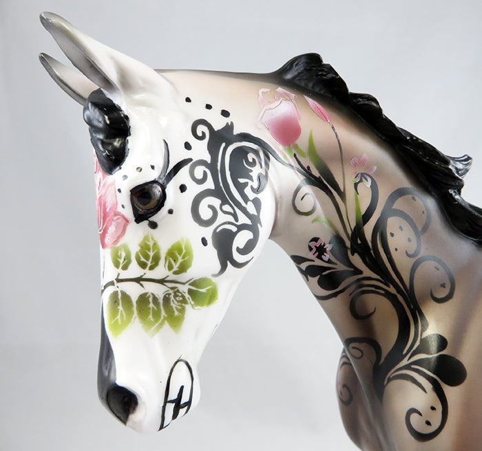 MAHARAJA-OOAK THOROUGHBRED SUGAR SKULL MODEL HORSE BY DAWN QUICK 9/15