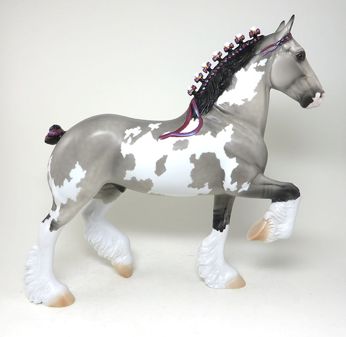 SHOT ME DOWN - OOAK GULLA PINTO TROTTING DRAFTER MODEL HORSE - 3/14