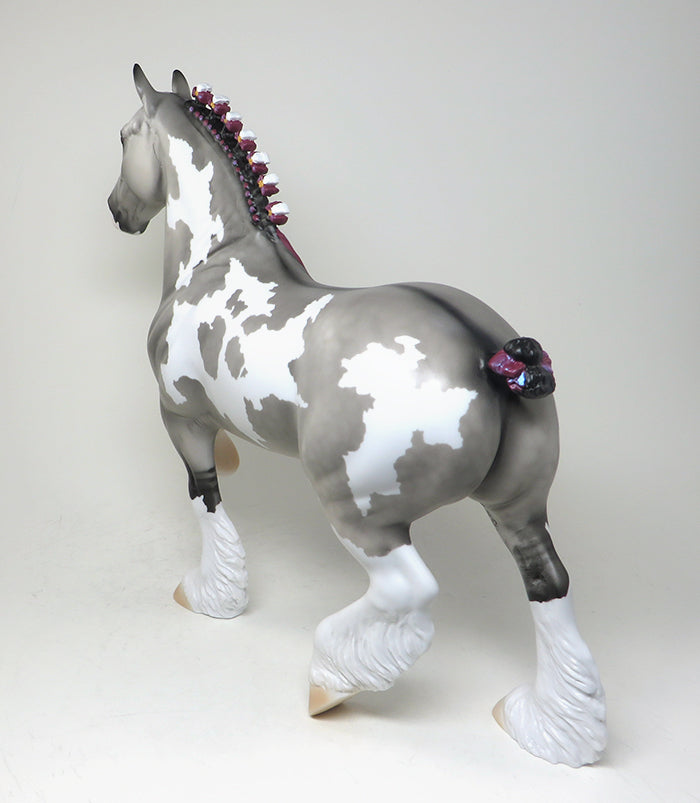 SHOT ME DOWN - OOAK GULLA PINTO TROTTING DRAFTER MODEL HORSE - 3/14