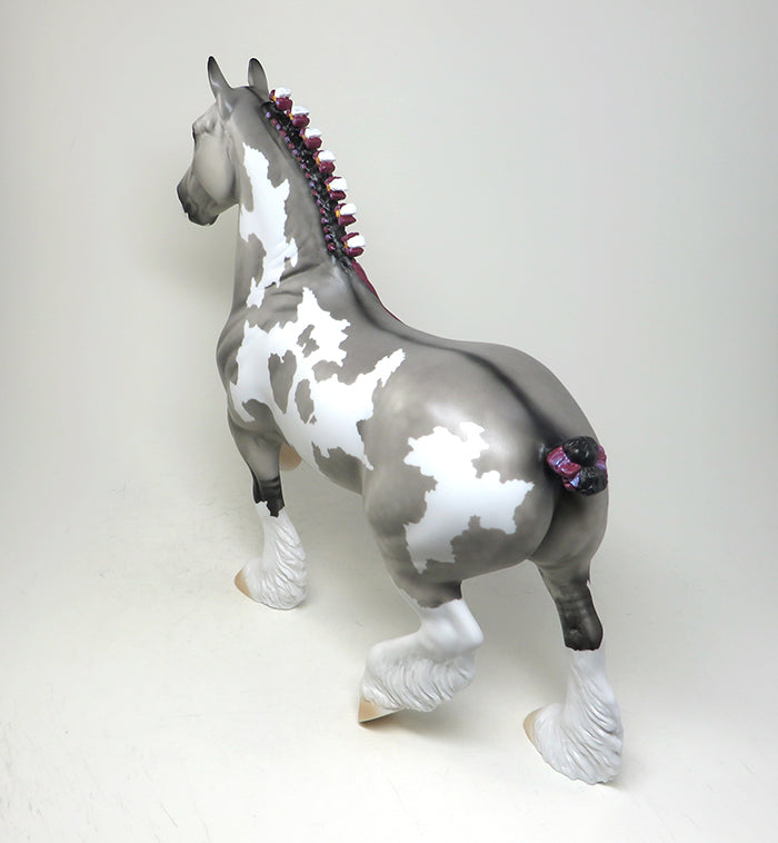 SHOT ME DOWN - OOAK GULLA PINTO TROTTING DRAFTER MODEL HORSE - 3/14