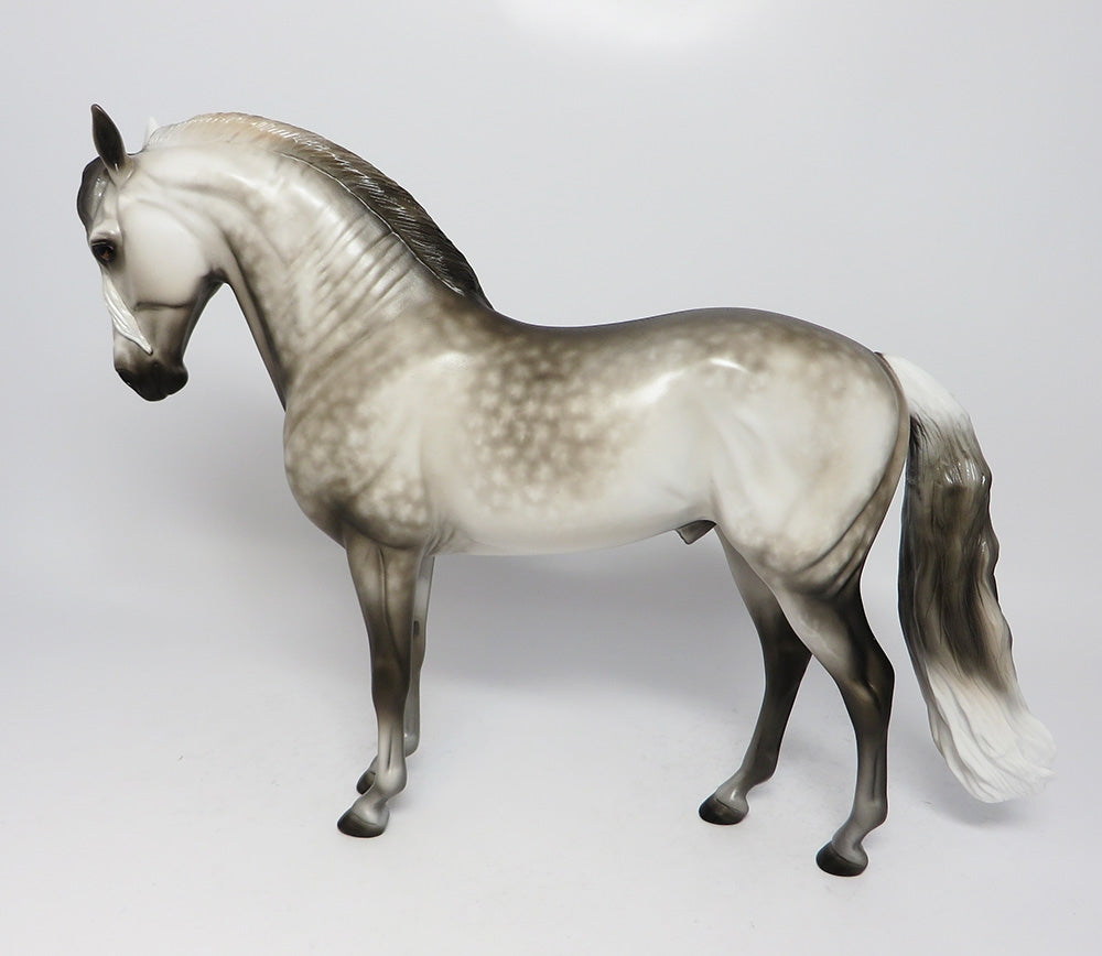 PANDEMONIUM-OOAK STAR DAPPLE GREY ANDALUSIAN MODEL HORSE 7/31/17