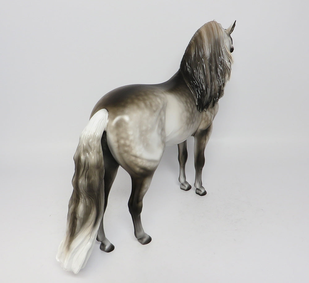 PANDEMONIUM-OOAK STAR DAPPLE GREY ANDALUSIAN MODEL HORSE 7/31/17