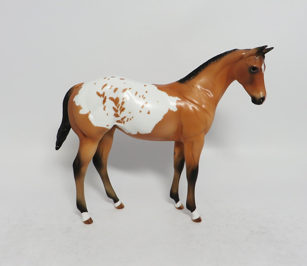 LANCASTER - OOAK BUCKSKIN APPALOOSA WEANLING MODEL HORSE MW2018