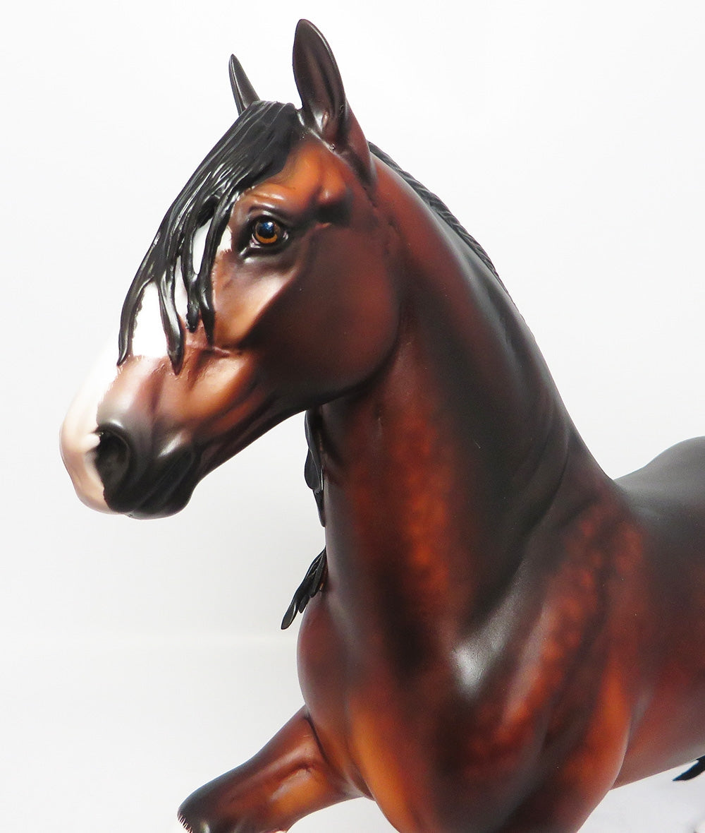 MERLOT-OOAK DARK DAPPLE BAY TROTTING DRAFTER CM MANE AND LONG TAIL BY SHERYL LEISURE 7/31/17