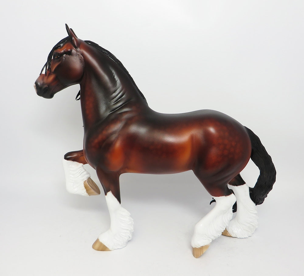 MERLOT-OOAK DARK DAPPLE BAY TROTTING DRAFTER CM MANE AND LONG TAIL BY SHERYL LEISURE 7/31/17