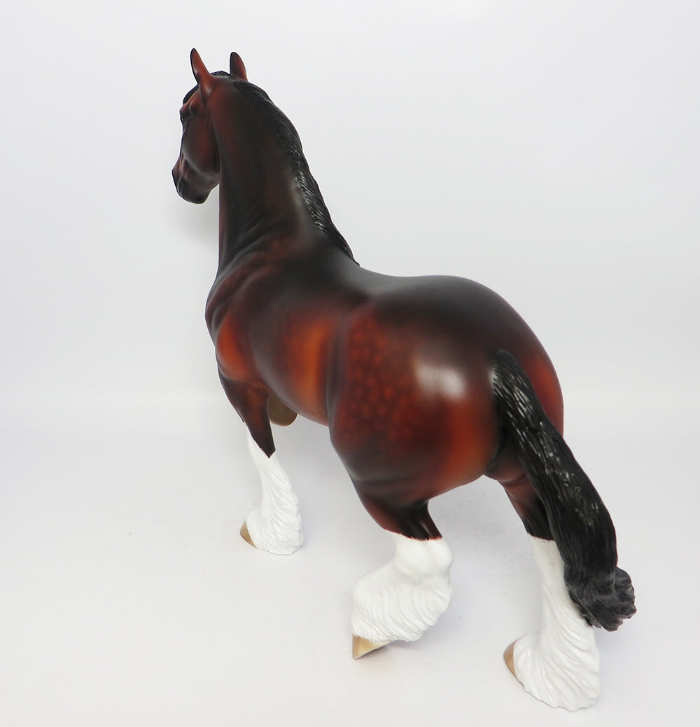 MERLOT-OOAK DARK DAPPLE BAY TROTTING DRAFTER CM MANE AND LONG TAIL BY SHERYL LEISURE 7/31/17