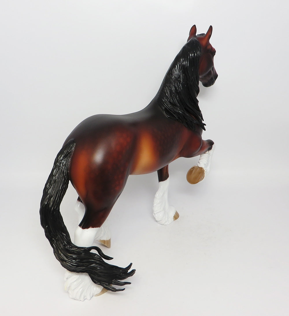 MERLOT-OOAK DARK DAPPLE BAY TROTTING DRAFTER CM MANE AND LONG TAIL BY SHERYL LEISURE 7/31/17