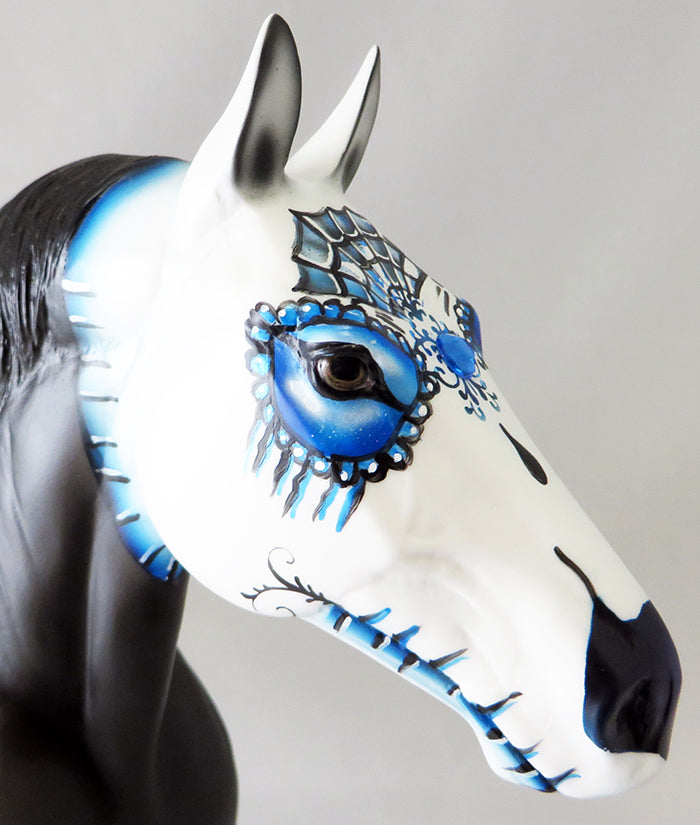 BLUE DRAGOON-OOAK BLACK STANDING DRAFTER SUGAR SKULL BY DAWN QUICK 9/16