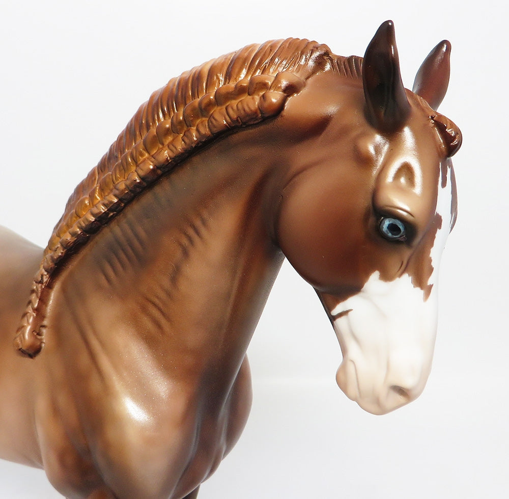 HEDGECLIFF-OOAK DAPPLE CHESTNUT PAINT ANDALUSIAN MODEL HORSE BY DAWN QUICK 8/2/17