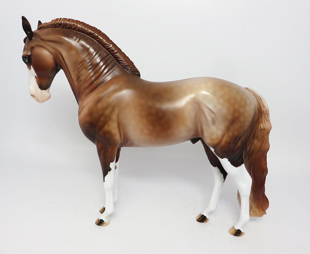 HEDGECLIFF-OOAK DAPPLE CHESTNUT PAINT ANDALUSIAN MODEL HORSE BY DAWN QUICK 8/2/17