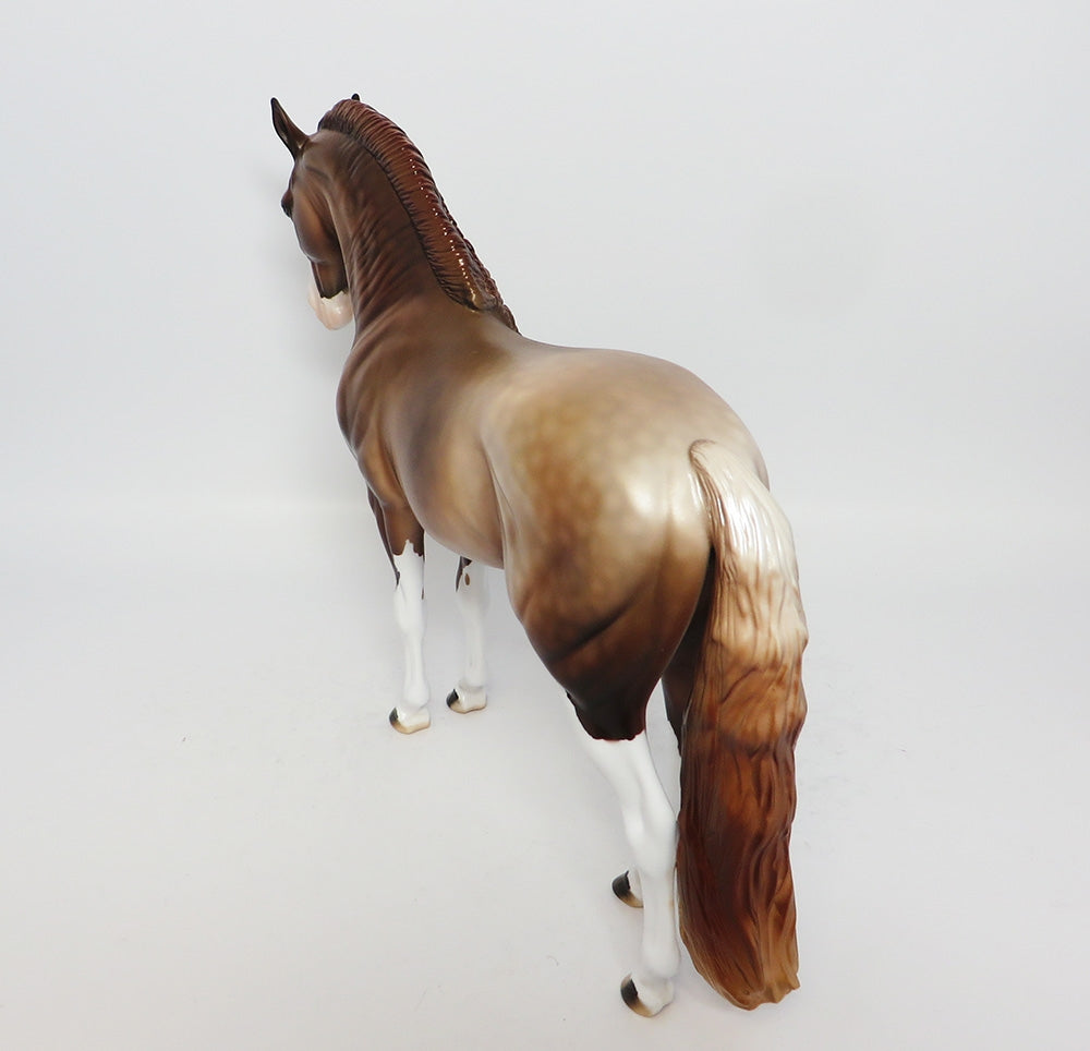 HEDGECLIFF-OOAK DAPPLE CHESTNUT PAINT ANDALUSIAN MODEL HORSE BY DAWN QUICK 8/2/17