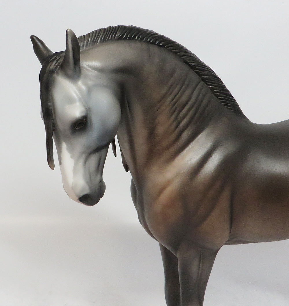 STRIKE AT DAWN-OOAK MULBERRY GREY ANDALUSIAN MODEL HORSE BY DAWN QUICK 3-9-18