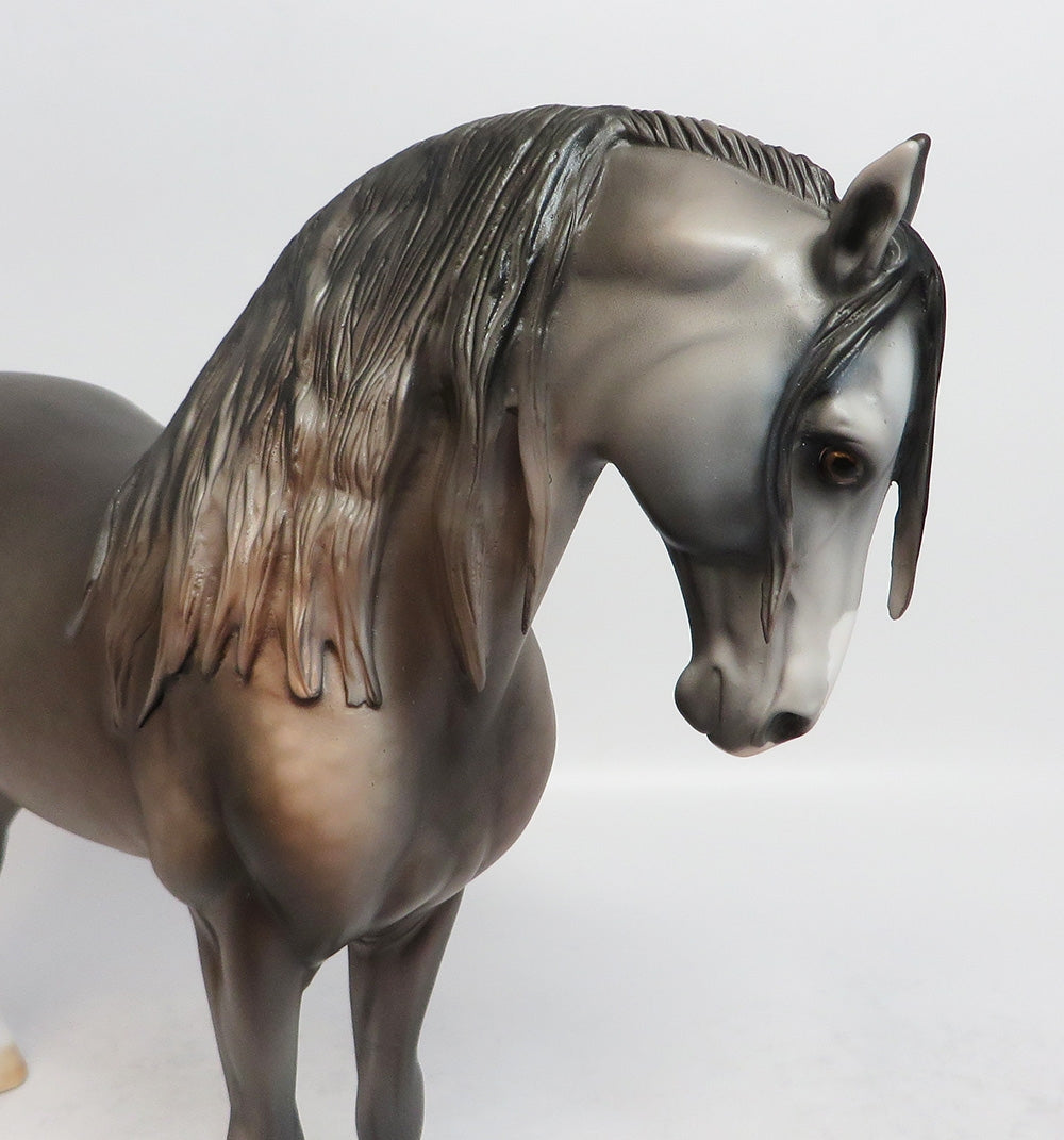 STRIKE AT DAWN-OOAK MULBERRY GREY ANDALUSIAN MODEL HORSE BY DAWN QUICK 3-9-18