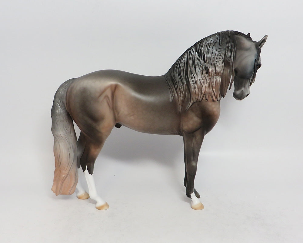 STRIKE AT DAWN-OOAK MULBERRY GREY ANDALUSIAN MODEL HORSE BY DAWN QUICK 3-9-18
