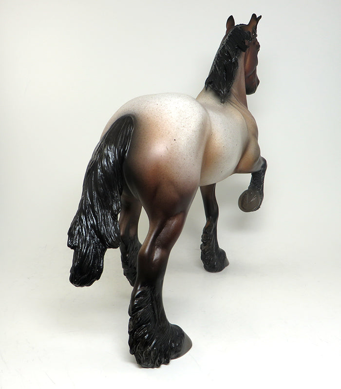 BARBARIAN - OOAK BAY ROAN TROTTING DRAFTER MODEL HORSE - 3/17