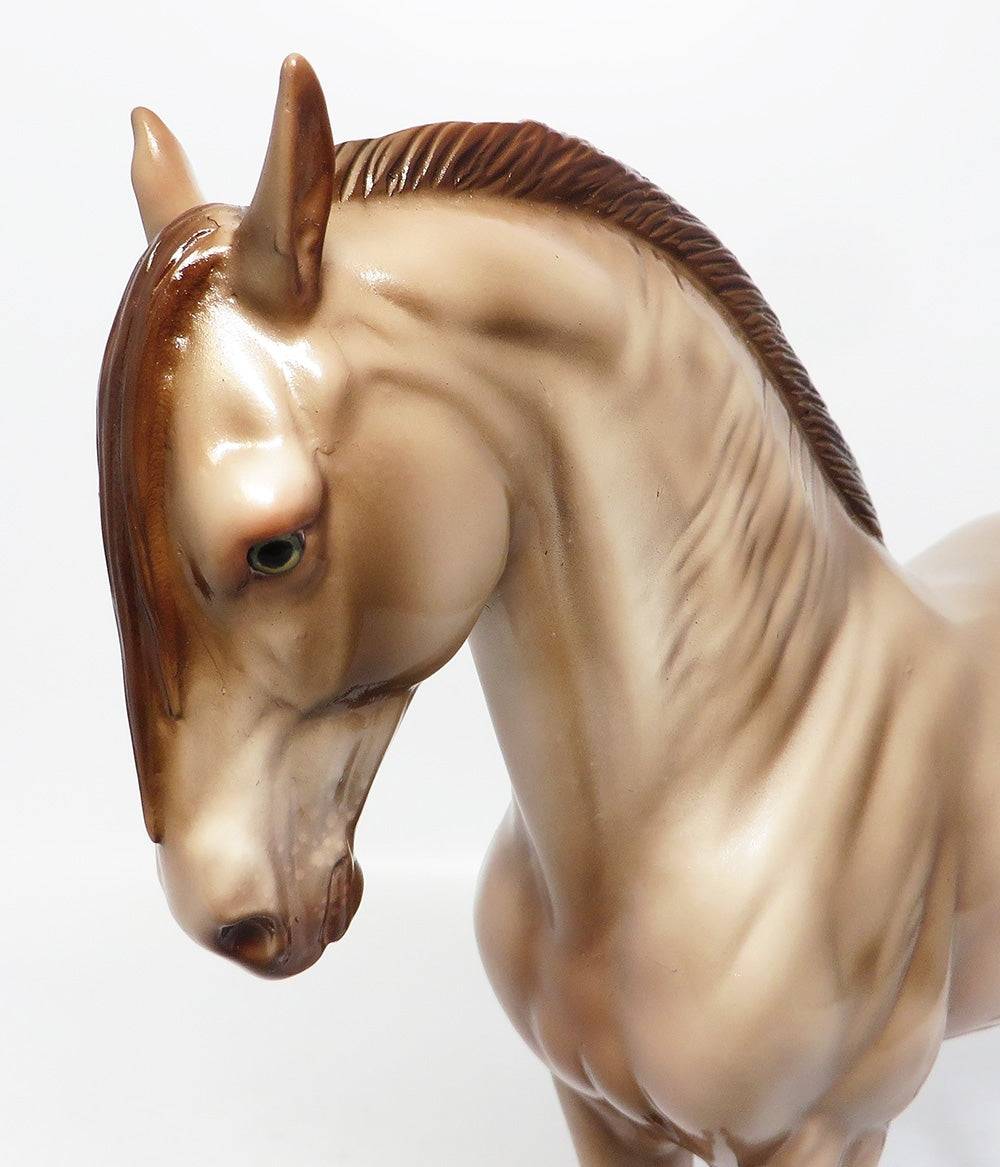 HARVESTER-OOAK GLOSSY FINISHED CHAMPAGNE ANDALUSIAN MODEL HORSE 12-12-17