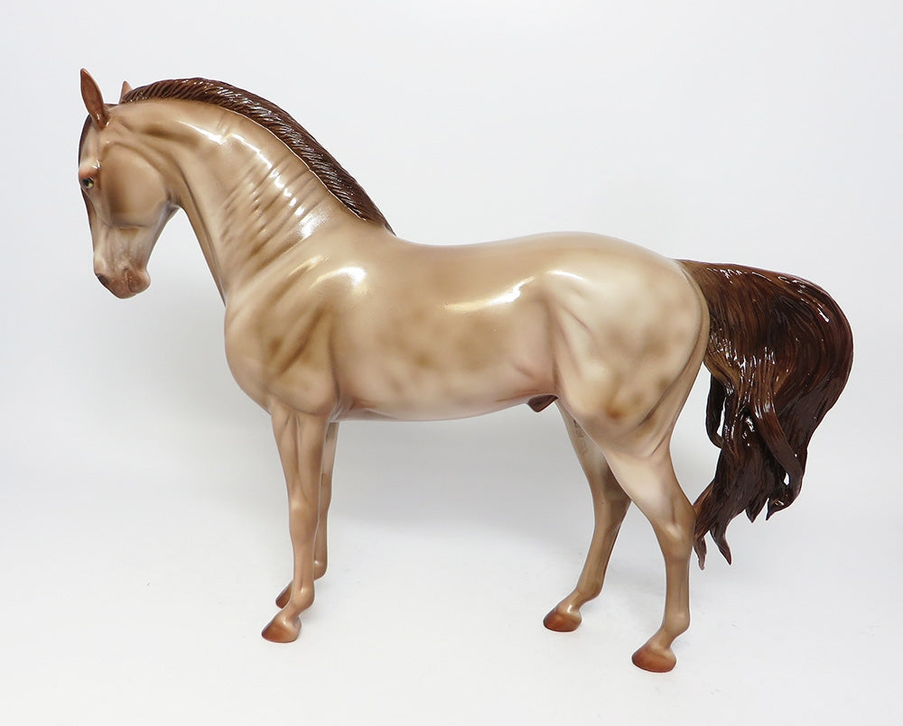 HARVESTER-OOAK GLOSSY FINISHED CHAMPAGNE ANDALUSIAN MODEL HORSE 12-12-17