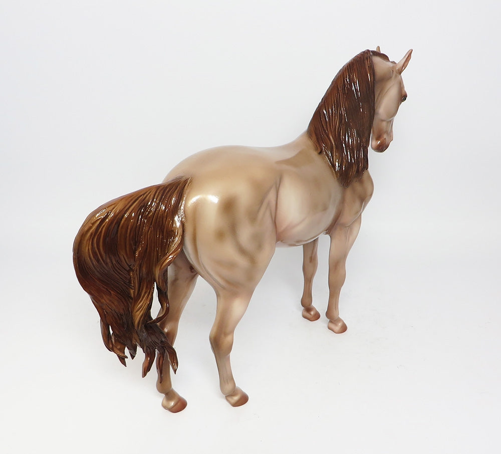 HARVESTER-OOAK GLOSSY FINISHED CHAMPAGNE ANDALUSIAN MODEL HORSE 12-12-17