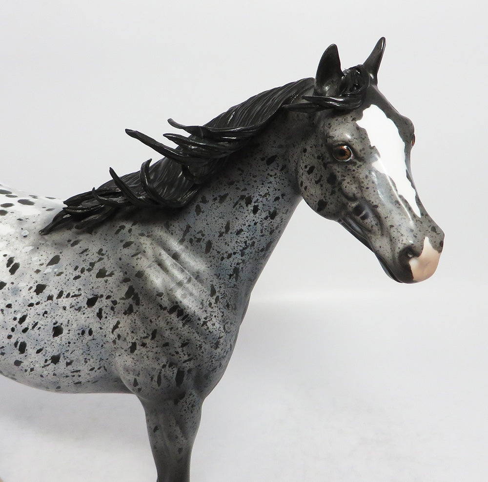 CLOUD DANCER - OOAK BLACK APPALOOSA ISH MODEL HORSE MW2018