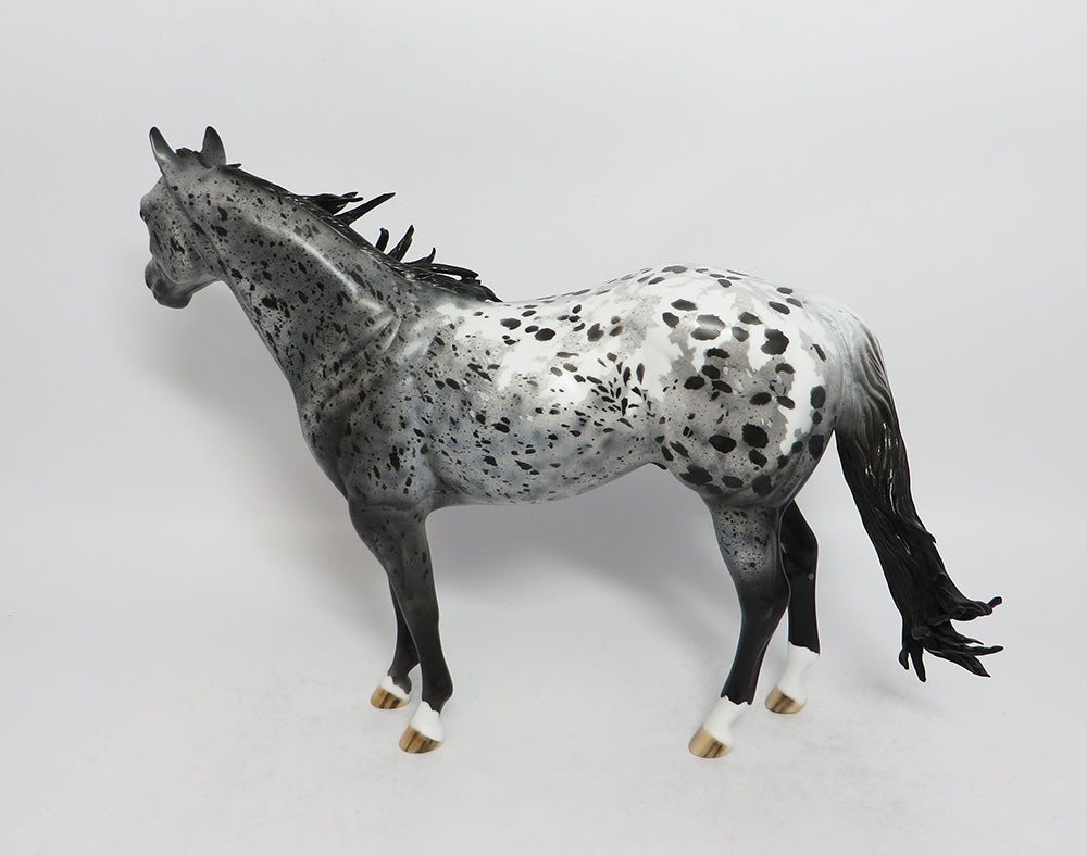 CLOUD DANCER - OOAK BLACK APPALOOSA ISH MODEL HORSE MW2018