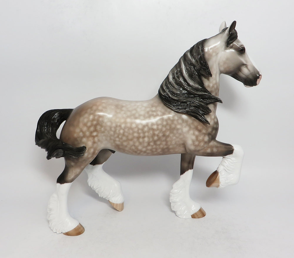 COOL STRUTTIN-OOAK STAR DAPPLE ROSE GREY TROTTING DRAFTER MODEL HORSE BY SHERYL LEISURE 3/12/18