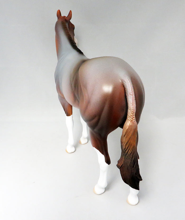 LOCKED &amp; LOADED-OOAK CHESTNUT ROAN PAINT ISH MODEL HORSE BY DAWN QUICK 9/21