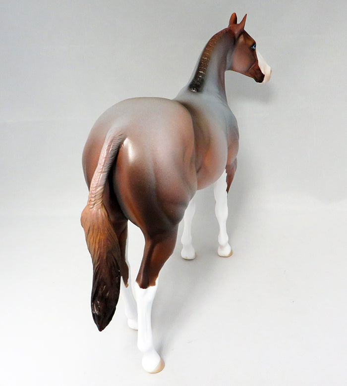 LOCKED &amp; LOADED-OOAK CHESTNUT ROAN PAINT ISH MODEL HORSE BY DAWN QUICK 9/21