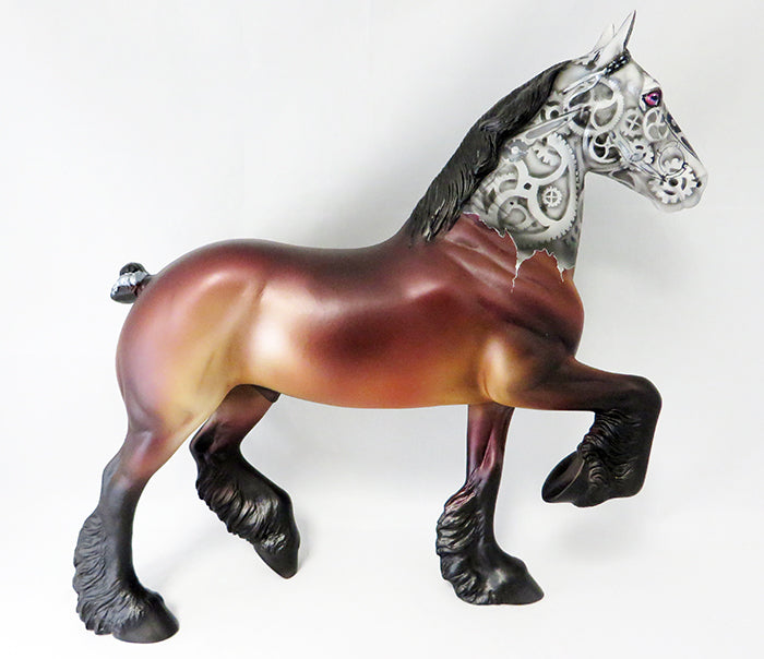 FIFTH GEAR-OOAK BAY STEAM PUNK TROTTING DRAFTER MODEL HORSE BY DAWN QUICK 9/22