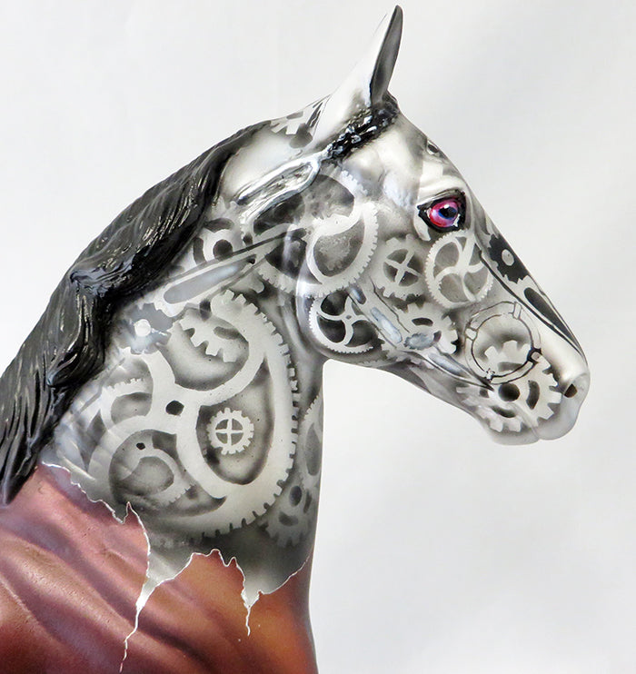 FIFTH GEAR-OOAK BAY STEAM PUNK TROTTING DRAFTER MODEL HORSE BY DAWN QUICK 9/22