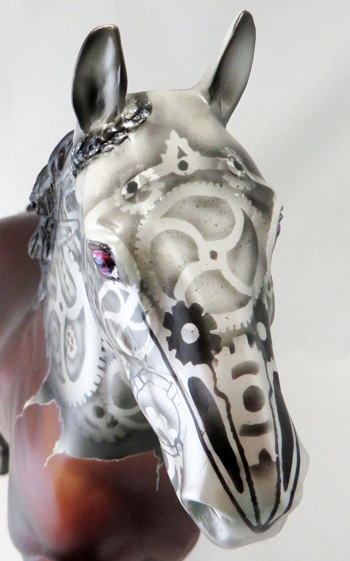 FIFTH GEAR-OOAK BAY STEAM PUNK TROTTING DRAFTER MODEL HORSE BY DAWN QUICK 9/22