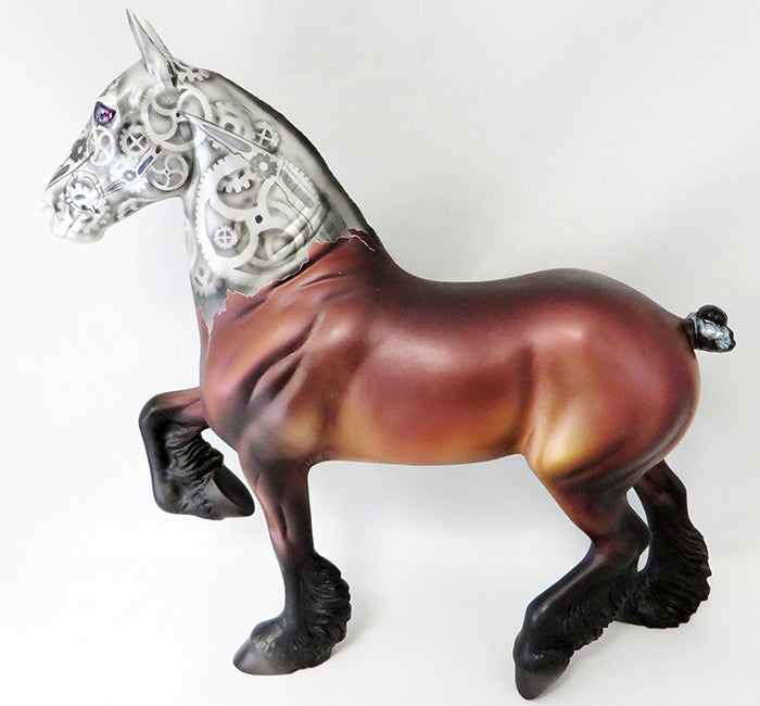 FIFTH GEAR-OOAK BAY STEAM PUNK TROTTING DRAFTER MODEL HORSE BY DAWN QUICK 9/22
