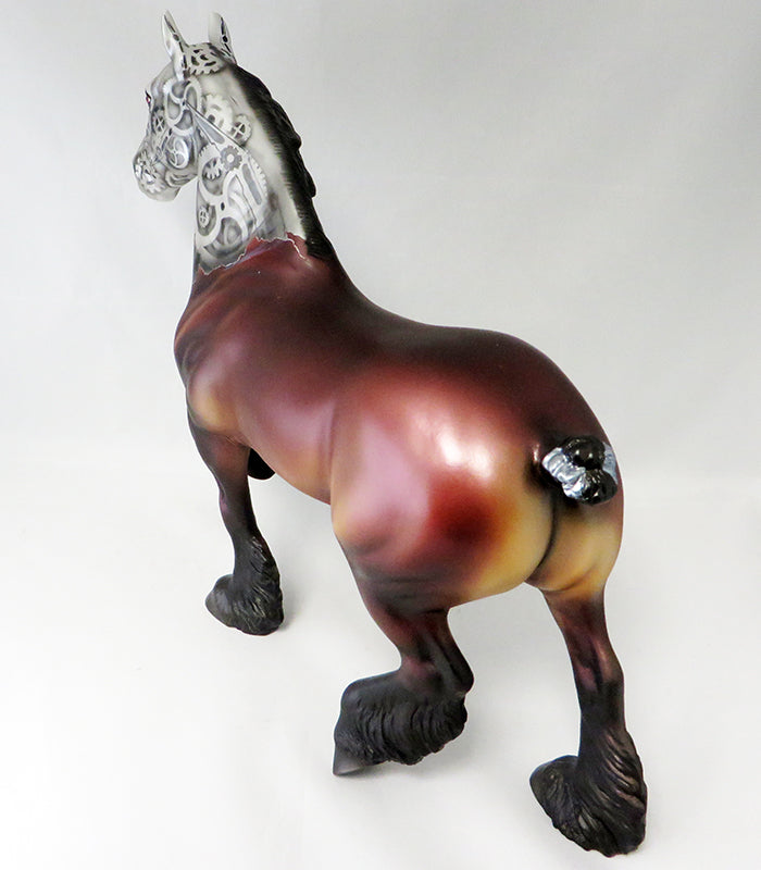 FIFTH GEAR-OOAK BAY STEAM PUNK TROTTING DRAFTER MODEL HORSE BY DAWN QUICK 9/22