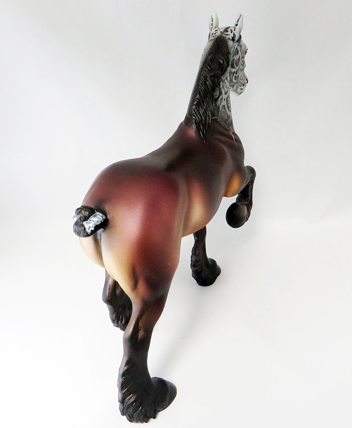 FIFTH GEAR-OOAK BAY STEAM PUNK TROTTING DRAFTER MODEL HORSE BY DAWN QUICK 9/22